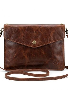 Patricia Nash Heritage Leather Midi Tech Portfolio Envelope Clutch Bag - Cognac